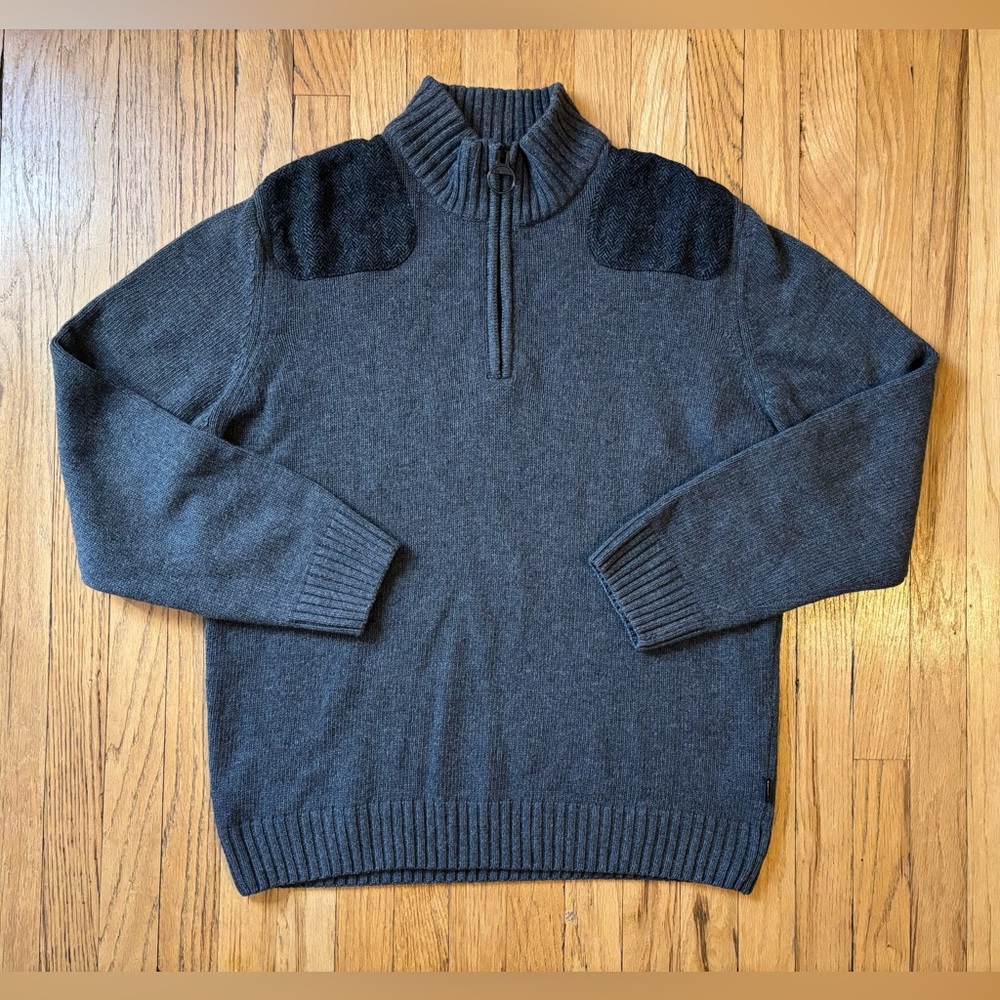 Barbour Men’s Gray 1/4 Zip Wool Sweater XL